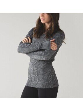 Lululemon Rest Less Seamless Pullover Top with Thumbholes Heathered Black